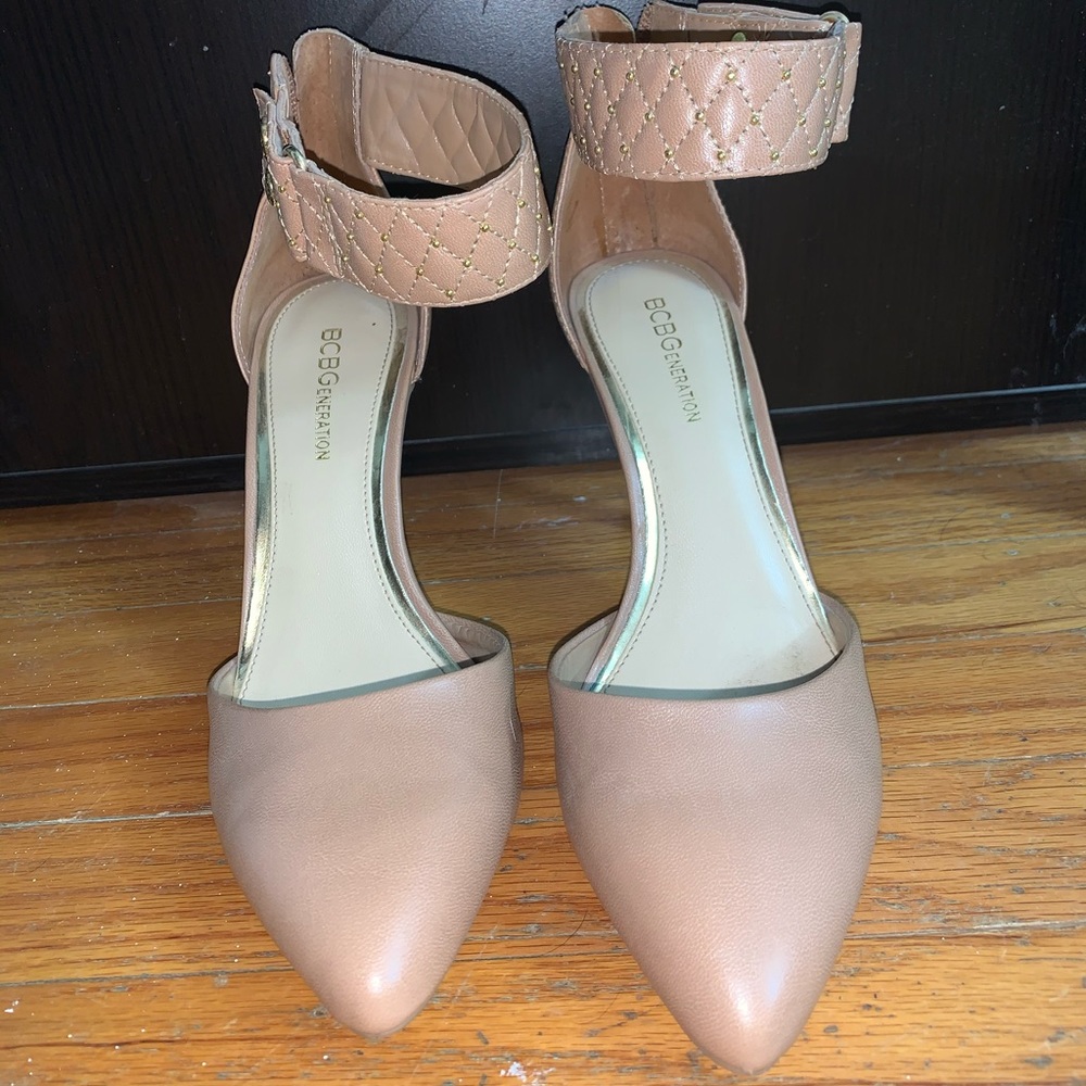 BCBG pink/nude ankle strap heels